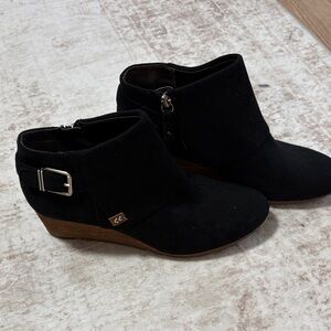 Dr. Scholl's Black Ankle Boots with Tan Wedge